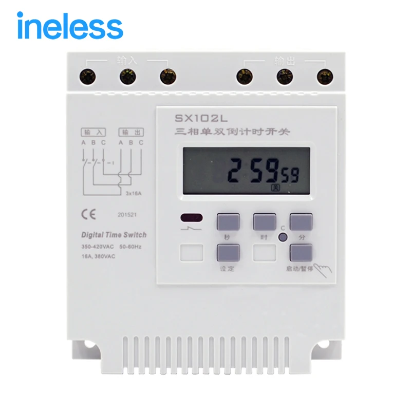 

SX102L 380V pump motor cycle second control time timer three - phase single - double countdown control switch controller