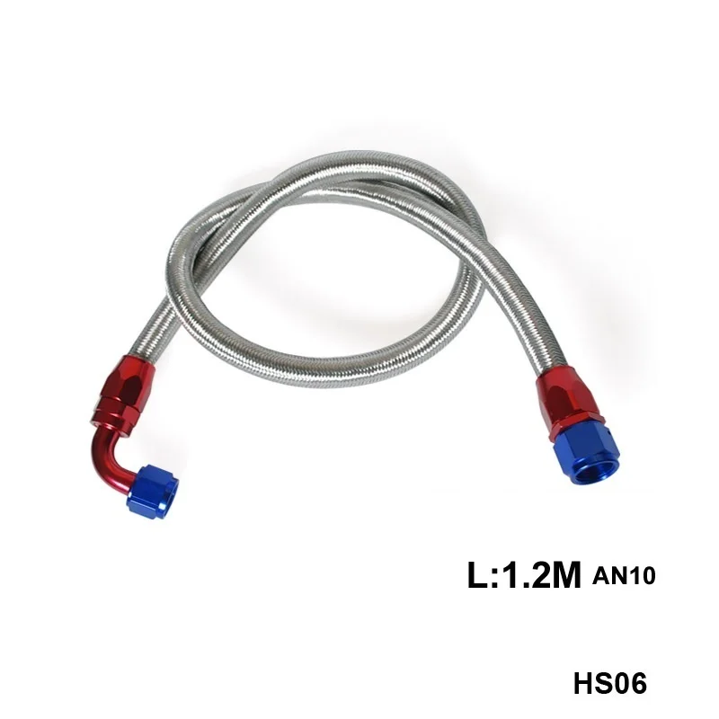 AN10-0A AN10-90A 1.2 Meter Oil Fitting and Stainless Steel Braided Hose End Adapter Kit EP-HS06