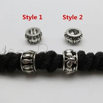 

2pcs/pack Tibetan silver different 2 styles hair braid dread dreadlock beads rings tube approx 7.6mm inner hole Accessories