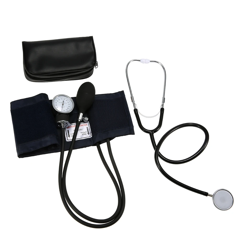 

Blood Pressure Aneroid Sphygmomanometer Cuff Kit Upper Arm Blood Pressure Stethoscope With Zipper Bag for Adult health care
