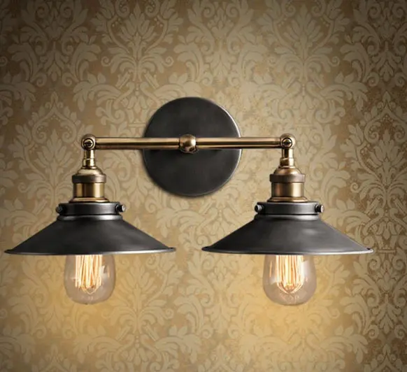 2016 2 Color Modern Vintage Industrial Loft Metal Double Rustic Sconce Wall Light Wall Lamp High