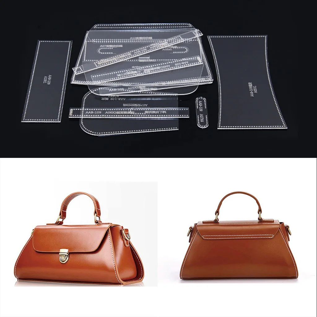 11pcs/Set Transparent Acrylic Leather Handbag Shoulder Bag Template Stencils DIY Leathercraft