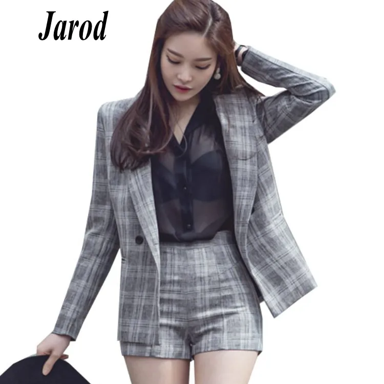 LXMSTH Autumn Fashion Women Plaid Blazer and Jackets Suit