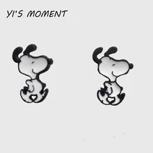 Новая модель, подарок на день рождения, эмалированные украшения в виде животных, черно-белые Мультяшные собаки, арахис, серьги для женщин, серьги для детей