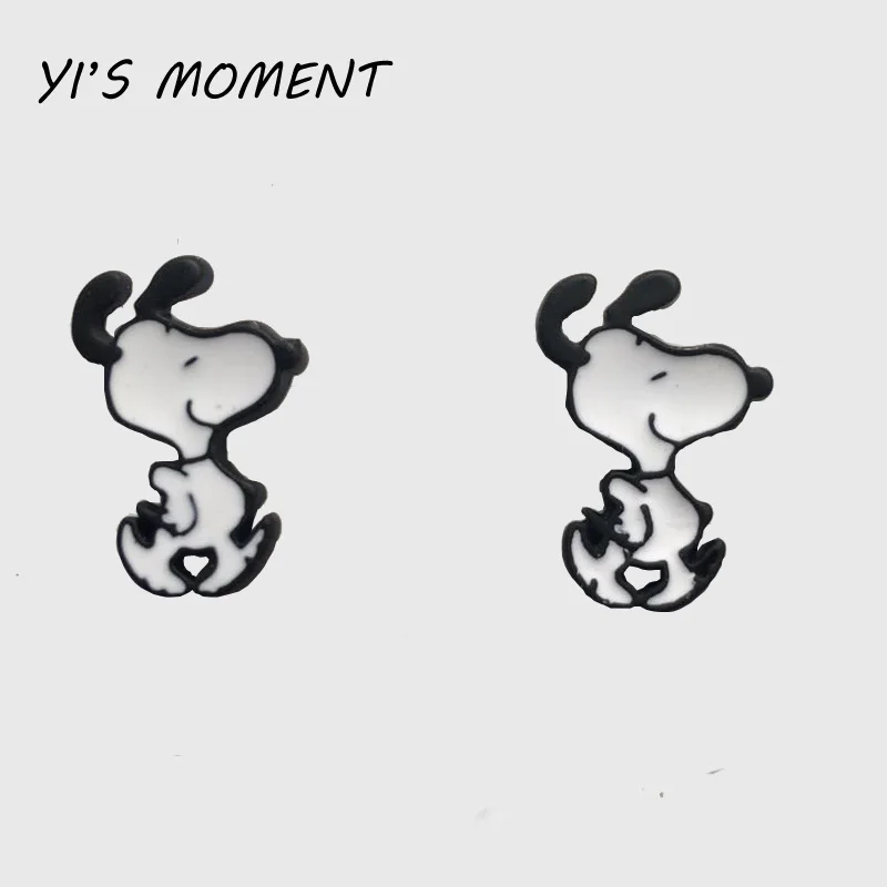 

2019 new model birthday Gift Enamel Animal Jewelry Black and White Cartoon Peanuts Dogs Earrings Women Earing for kids