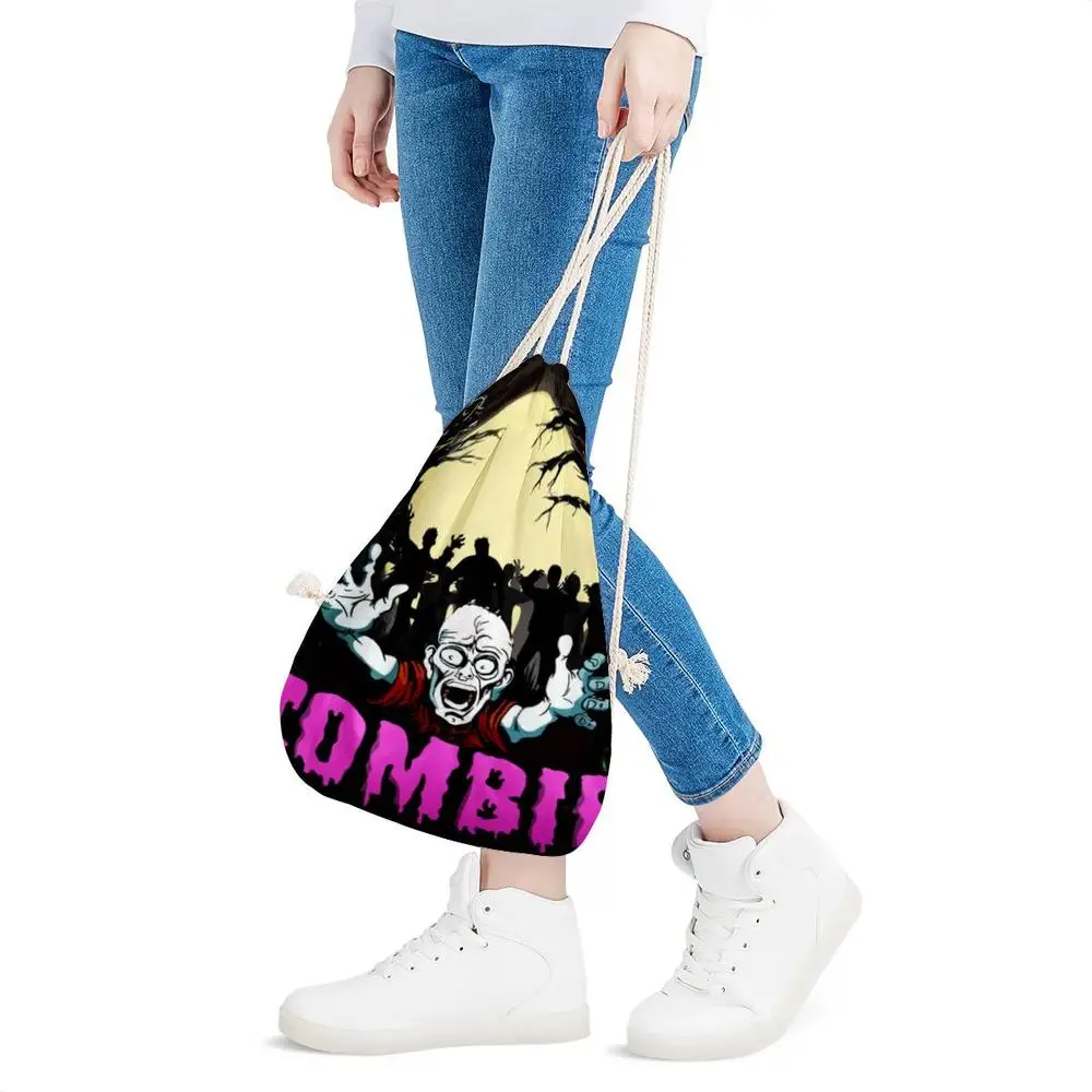 Nopersonality Zombie Print Men Women String Drawstring Bag Male Beach Travel Storage Bag Cinch Sack Kids School Backpack