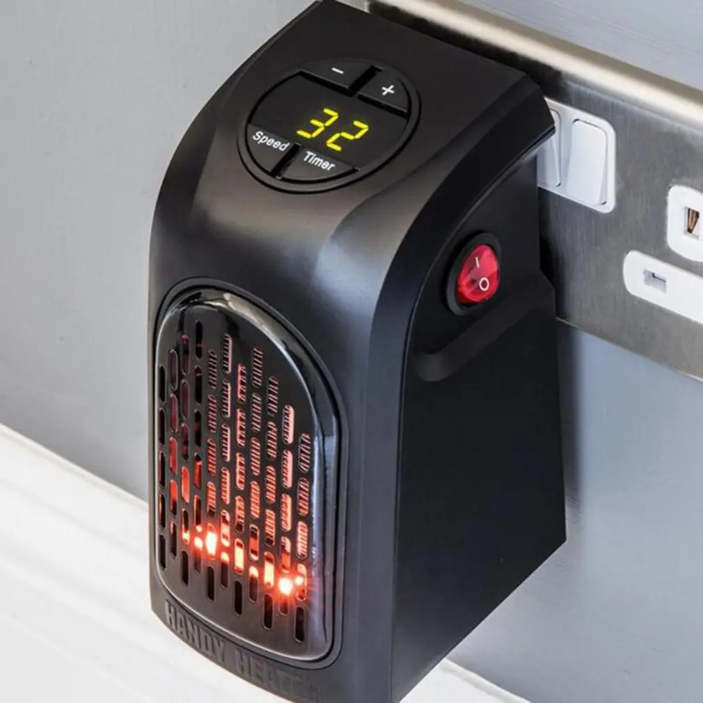 Online Mini ventilador eléctrico portátil, enchufe del radiador en el aire caliente, ventilador rápido de pared para la oficina, temporizador de invierno ajustable