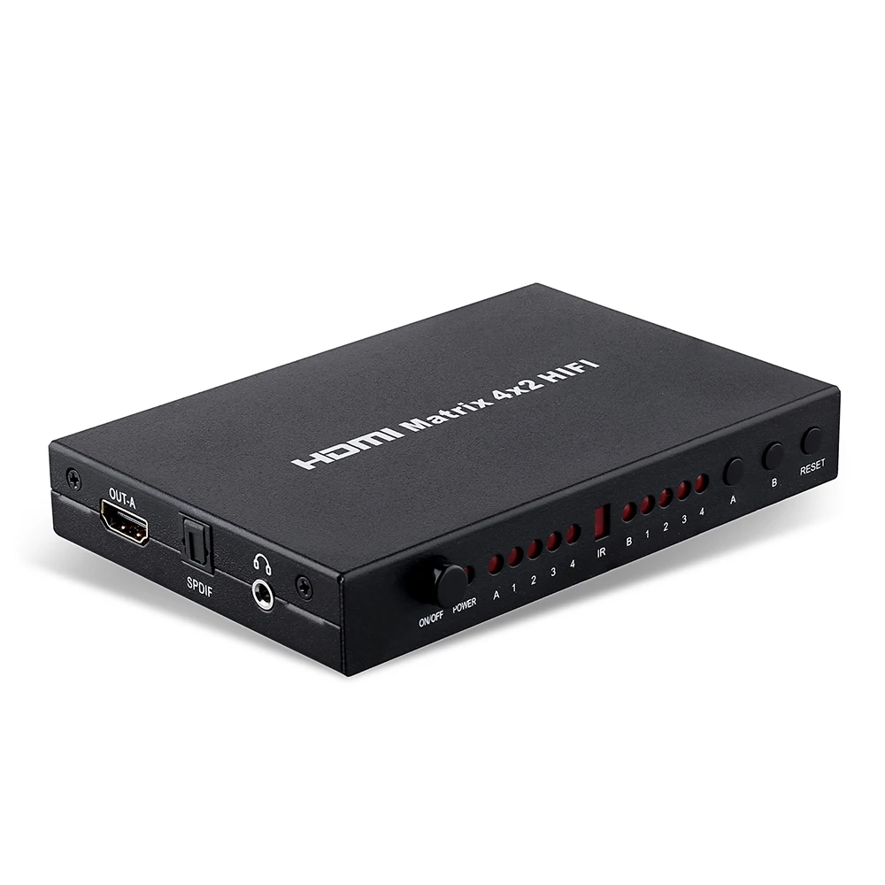 Tomsenn 4x2 HDMI 1.4V Matrix Switch/Splitter (4-input 2-output) with Remote Control Supports HDMI 1.4 3D 1080p 4K x 2K