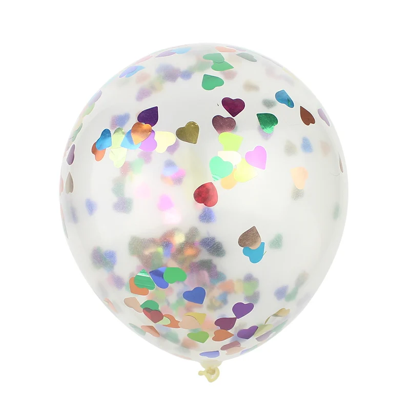 HUADODO 5 шт. 12 дюймов конфетти воздушные шары прозрачные латексные воздушные шары для Свадебные украшения с днем рождения Baby Shower вечерние поставки - Цвет: Colorful Heart
