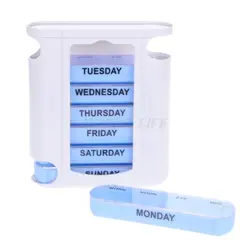 7 дней Еженедельно Pill Организатор Укладки Башня большой 4 ежедневно отсеков контейнер для таблеток личные таблетки для здоровья чехол