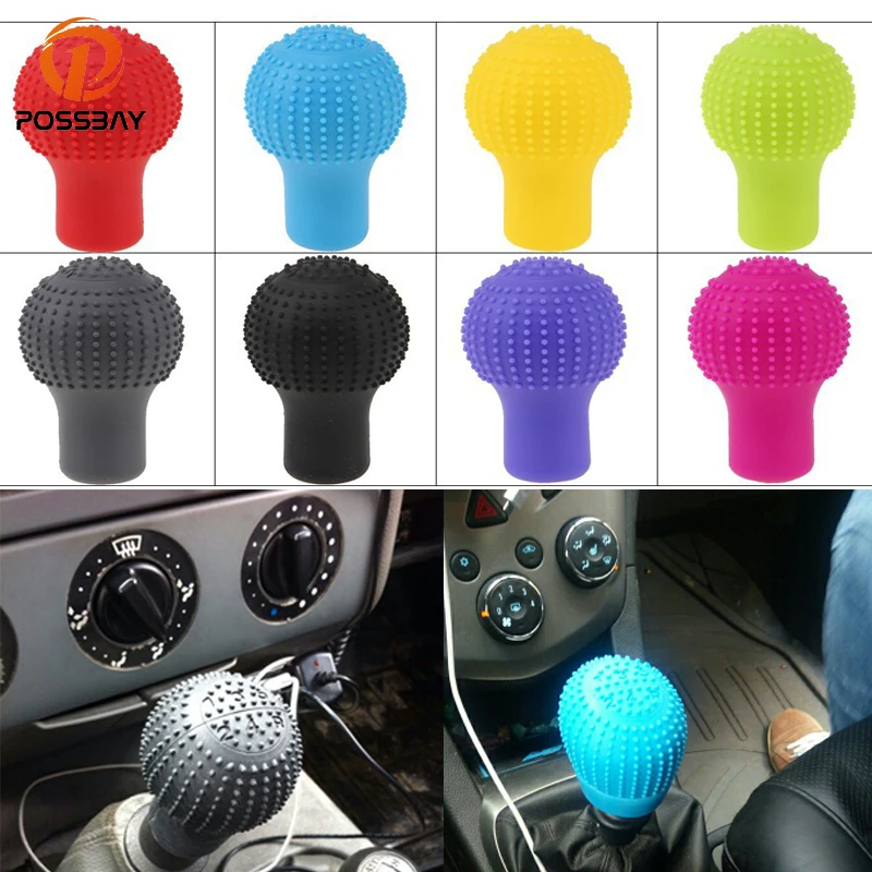 

POSSBAY Red/Blue/Yellow/Green/Gray/Black/Purple/Rose Red 5Speed Car Truck Shift Knob Boots Cover Soft Silicone Gear Knob Collars