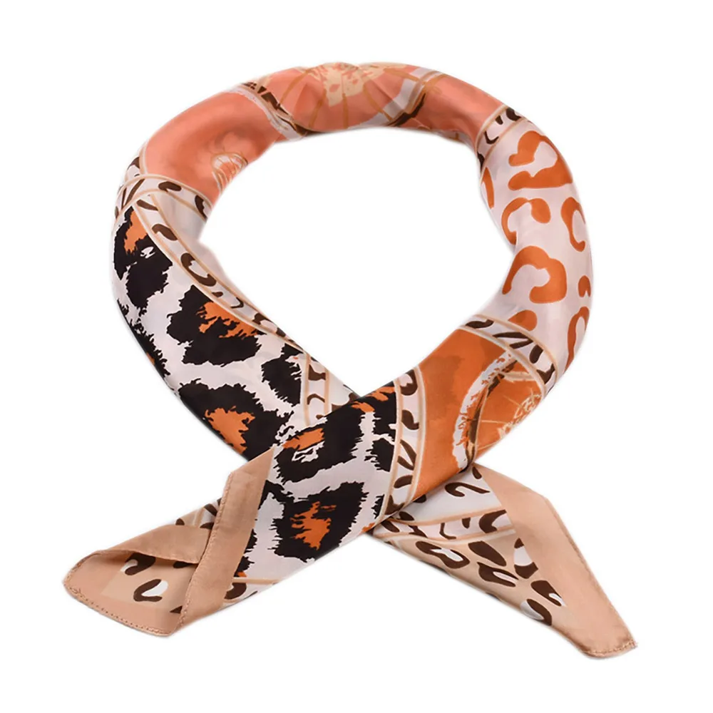 

2019 new Square Scarf leopard For Business Party Women Elegant Small Vintage Skinny Retro Neck Silk Satin Scarf Hair Tie Band