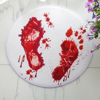 

Prank Footprints Round Carpet Non-slip Absorbent Bathroom Door Mats Creative Home Decoration Floor Mats Flannel Rug