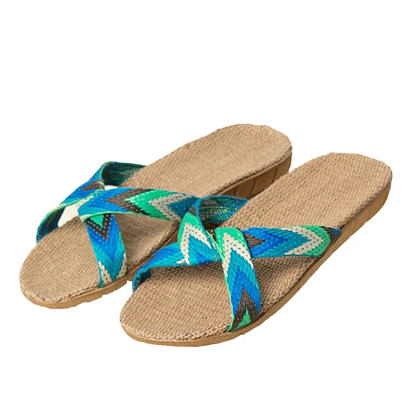 Летняя спортивная обувь для женщин; пляжные сандалии; Мужская Уличная обувь унисекс; льняные пляжные сандалии с перекрестными ремешками; кроссовки - Цвет: Зеленый