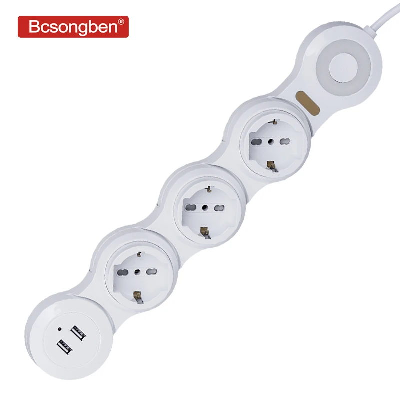 Bcsongben штепсельная вилка европейского стандарта розетка питания от 1 до 4 с 2 usb