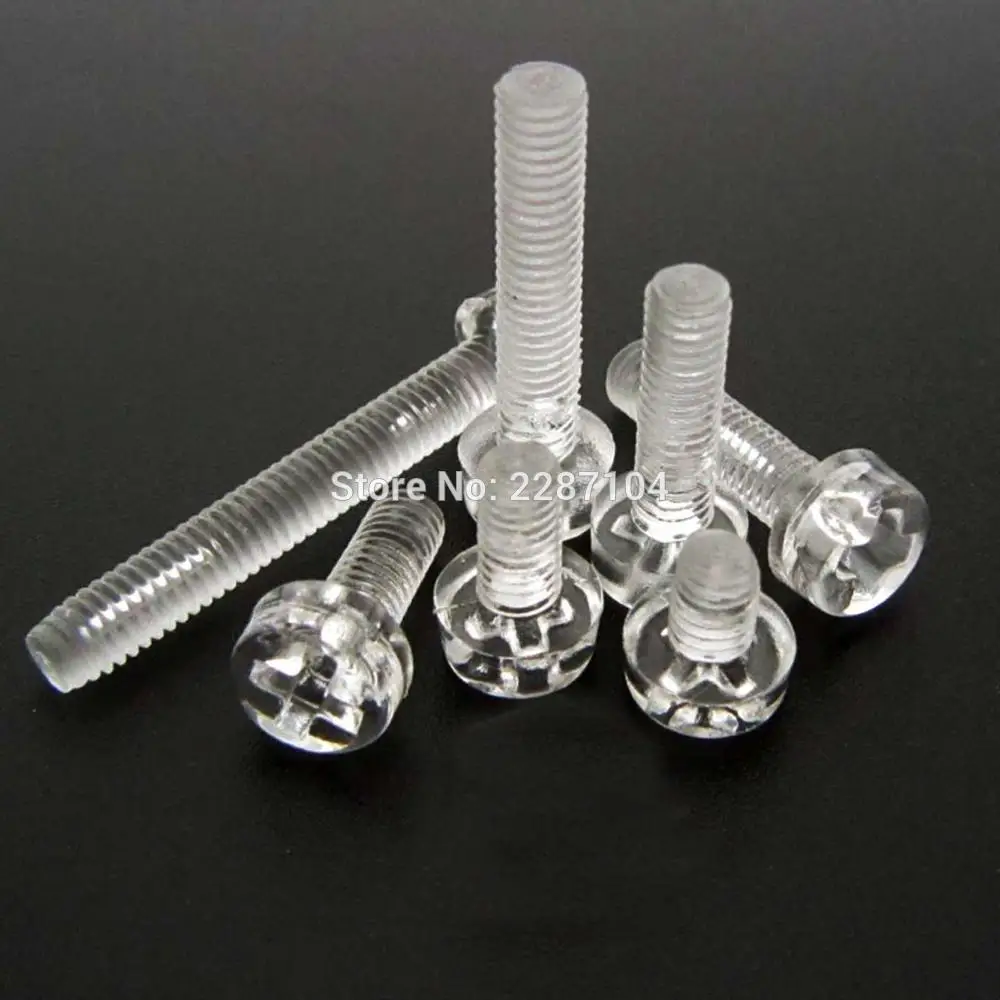 

25pcs Acrylic Clear transparent Plastic Nylon M3 M4 Round Pan Phillips Cross Head Screw Bolt length=4-25mm