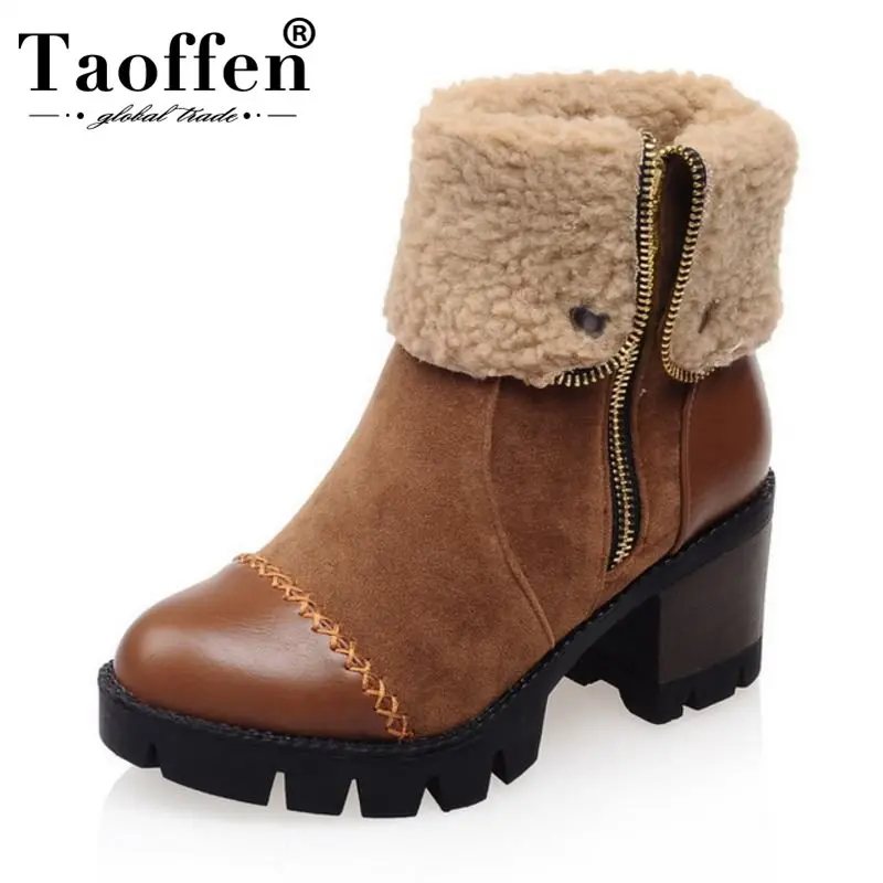 TAOFFEN/женские ботильоны на шнуровке; Модные Винтажные ботинки на квадратном каблуке и платформе; женские полусапожки; размеры 32-43