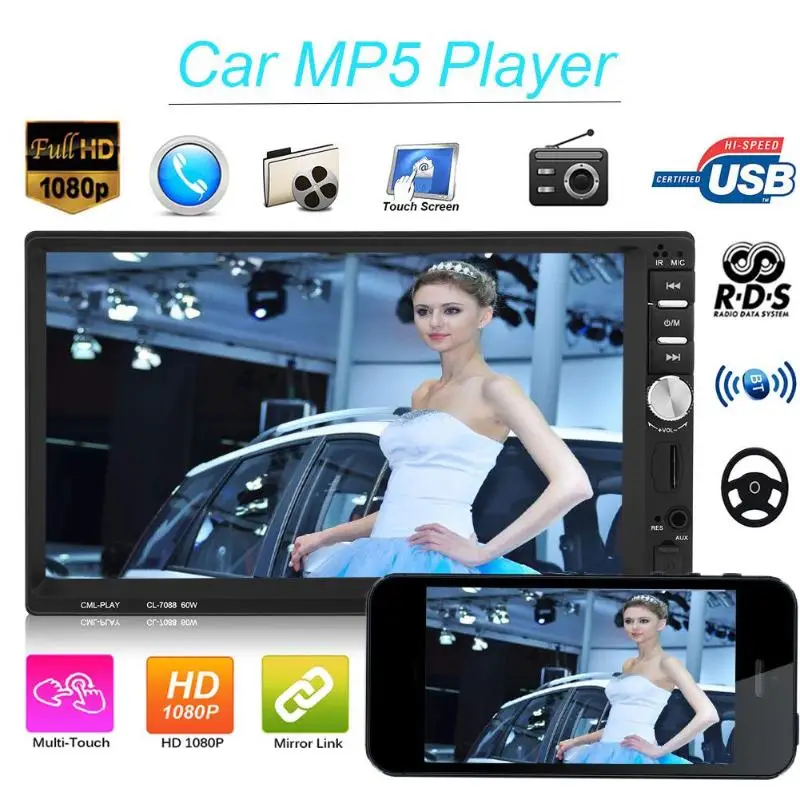 

VODOOL 7in HD Screen In-dash Car Stereo MP5 Player 3-Screen Display Bluetooth FM Radio Head Unit Car MP4 MP5 Player