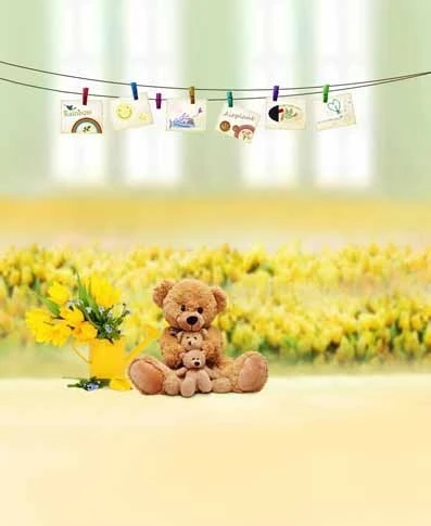 5x7ft Cute Bear Flowers Photography Background Computer-Printed Vinyl Backdrops 5x7ft Cute Bear Flowers Photography Background Computer-Printed Vinyl Backdrops