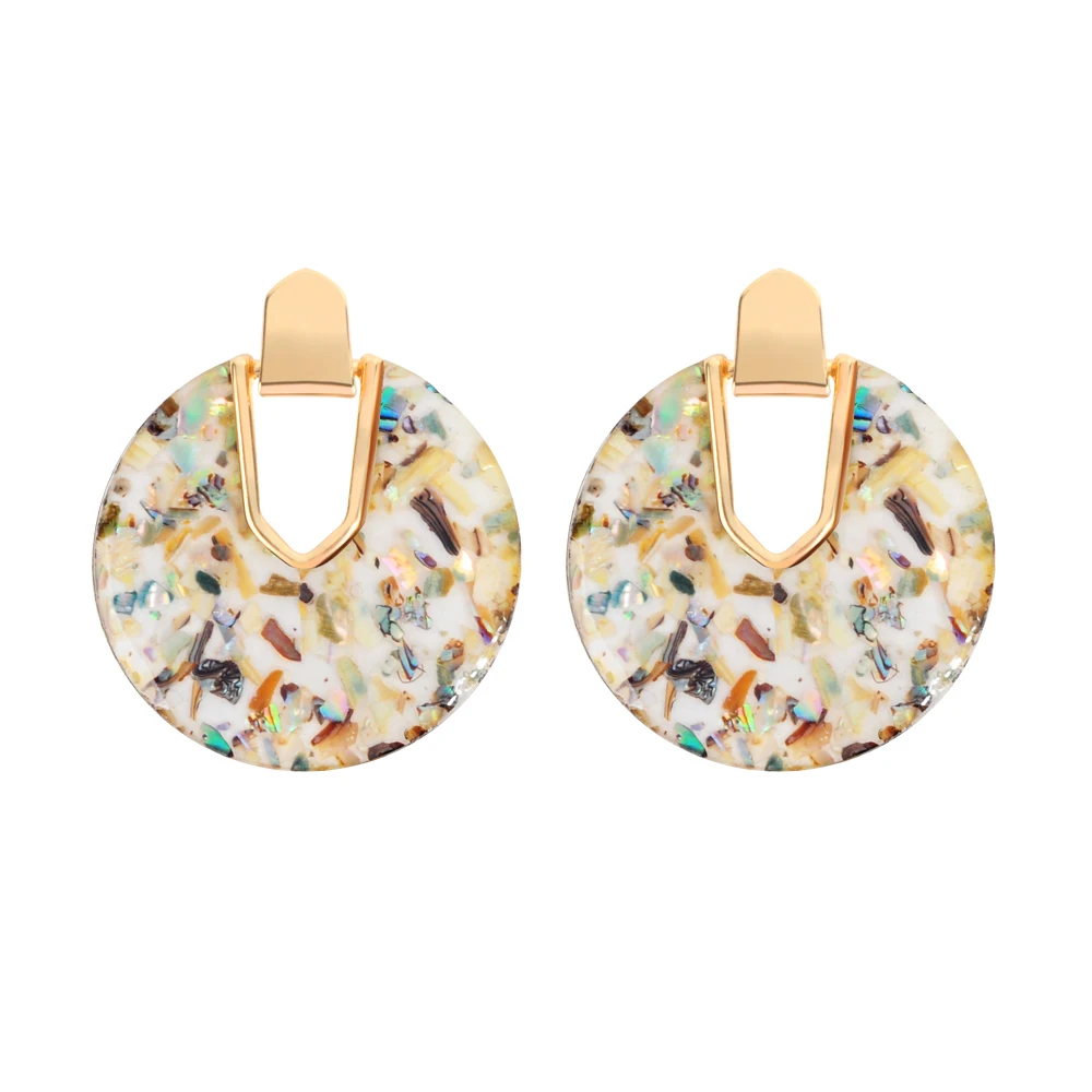 

2019 New Boho Round Pearl shell Earring Girls Fashion Colorful abalone shell Statement Jewelry For Women Summer Party Gift
