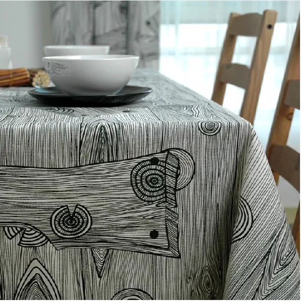 Freeshipping Table cloth tablecloth dining table cloth table mat 100 cotton fabric black and white wood