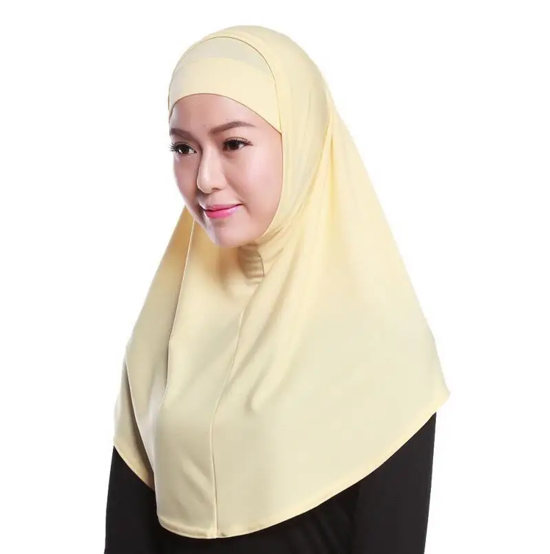DJGRSTER, высокое качество, Женский мусульманский шифоновый шарф, исламский жоржет, шарфы, шали, головной убор, длинные обертывания, однотонный, хлопок, хиджабы - Цвет: Beige
