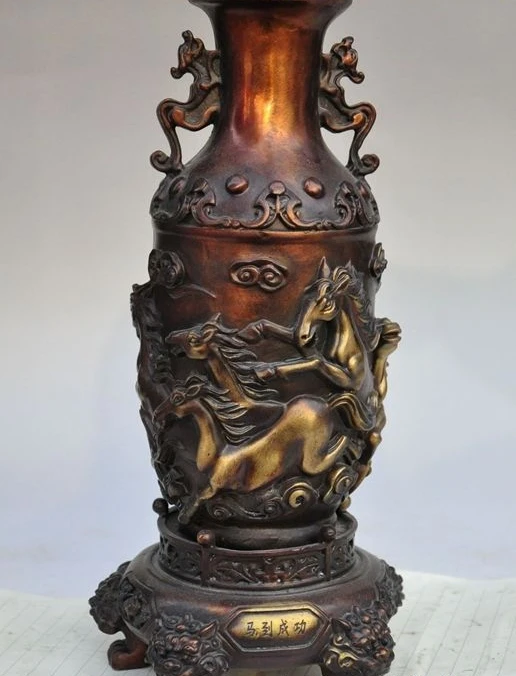 

chinese fengshui bronze animal zodiac steed horse statue Zun Cup Bottle Pot Vase