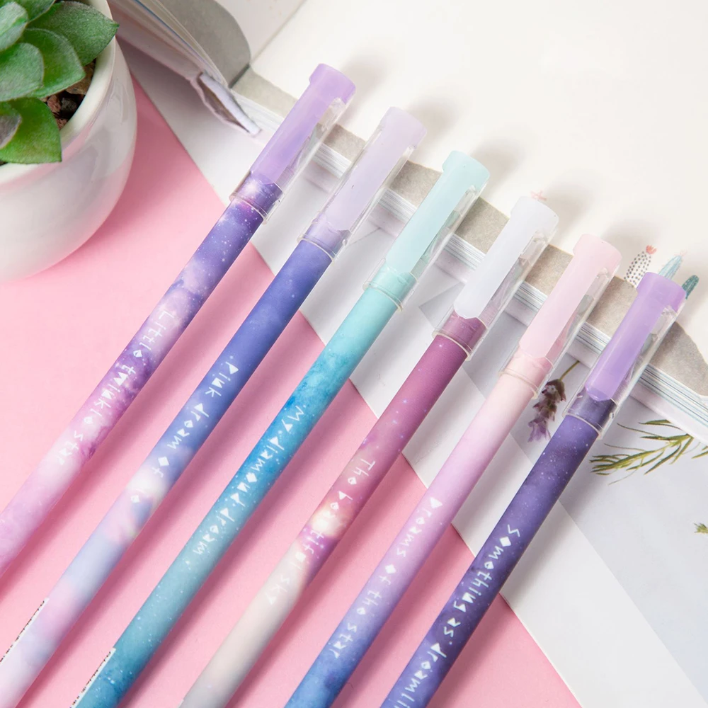 

2Pcs Creative Night Sky Gel Pen Signature Pen Escolar Papelaria School Office Supply Promotional Gift