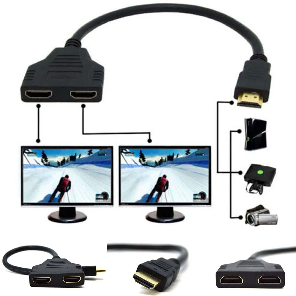 

2017 HDMI 1 Male To Dual HDMI 2 Female Y Splitter Cable Adapter in HDMI HD LED LCD TV