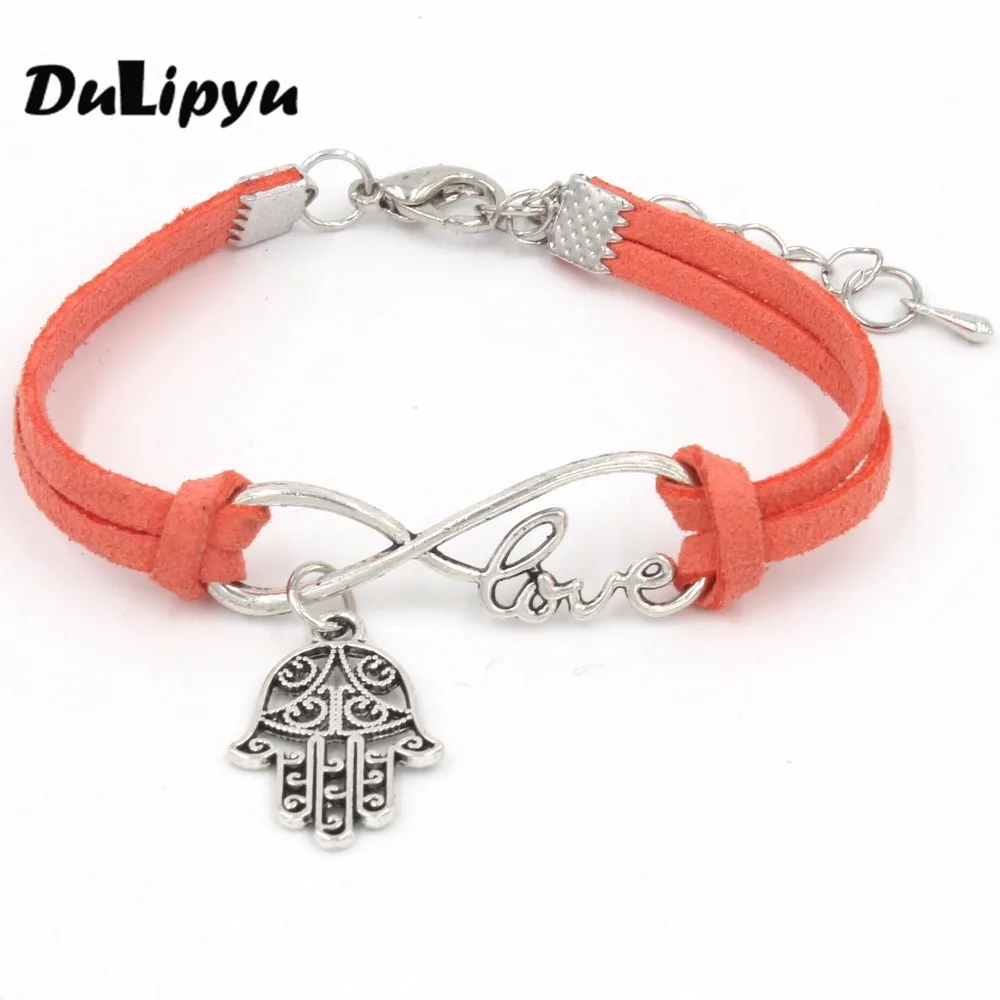 1pc/lot Vintage antique Silver Hamsa Fatima Hand Charm Infinity Love