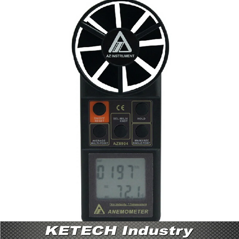 

Digital Anemometer AZ8904 Air Velocity Tester with 0.4~30m/sec