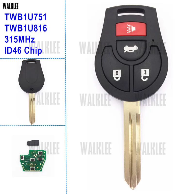 

WALKLEE Key Auto Remote 315MHz Suit for Nissan X-Trail Cube March Sunny Sylphy Tiida Qashqai Door Lock Control Alarm
