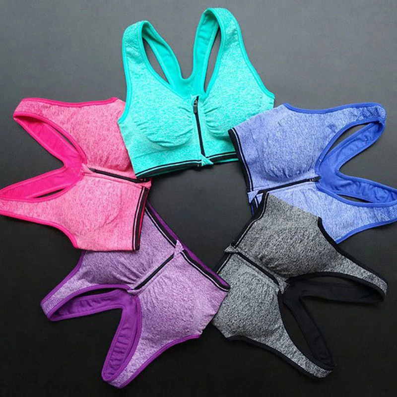 Cotton 2018 Women's Bras Zipper Front Push Up Bra Shakeproof Intimate