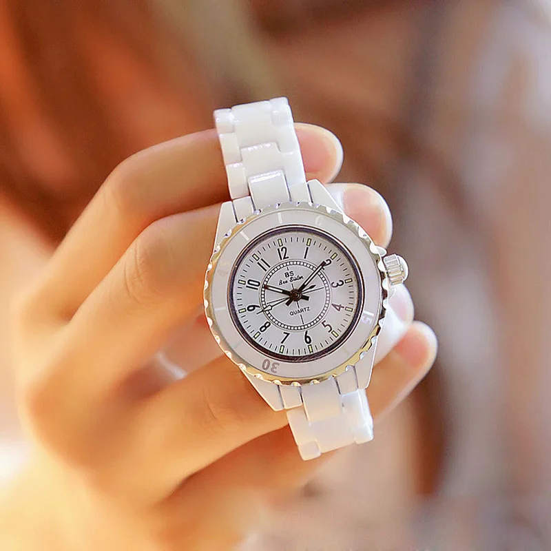 Мода, новинка, горячая Распродажа, керамический ремешок для часов, водонепроницаемые наручные часы, Топ бренд, роскошные женские часы, женские кварцевые винтажные часы - Цвет: Белый