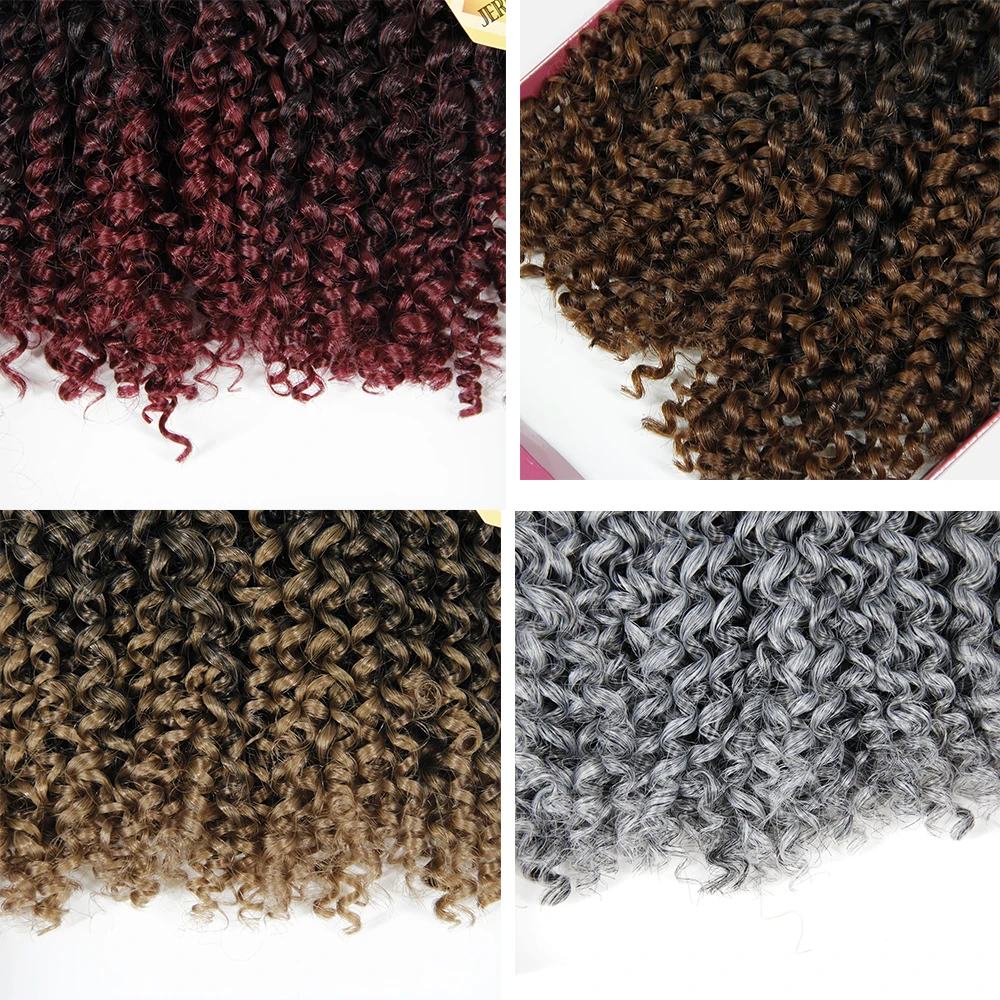 Curly Crochet Hair Braiding Hair Ombre Grey bundles Jerry Curl Synthetic Extensions Afro Kinky Twist Hair Crochet Braid