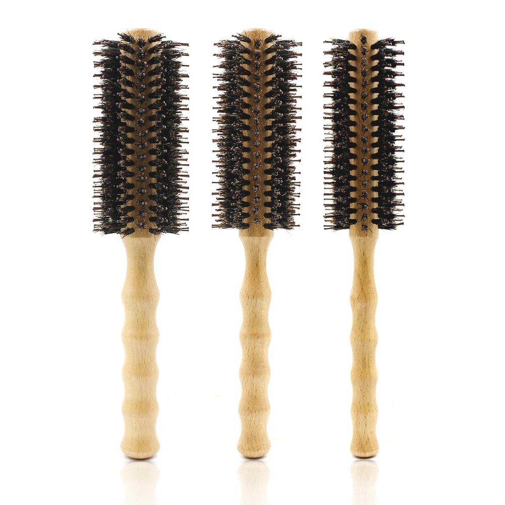 

Professional Boar Bristle Hair Round Wood Brush Hair Straightening And Curling Comb For Hairdressing Tool 3 Sizes Available