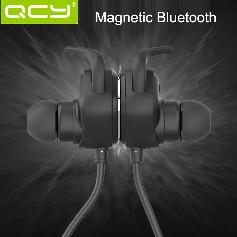 QCY QY12 Bluetooth Earphone V4.1 Wireless Neckband Sport Stereo Earphones with Microphone Magnetic Adsorption Headphone English