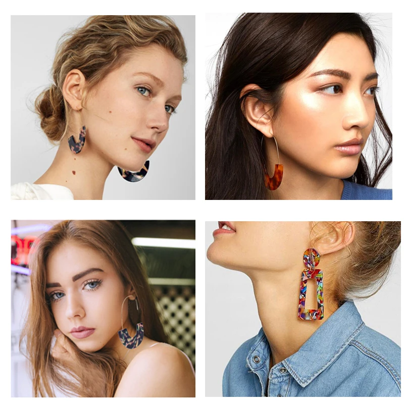 

Glamour Statement 2019 Acrylic Earrings Leopard U Shape Circle Earrings For Women Tortoiseshell Geometry Hanging Dangle Earring