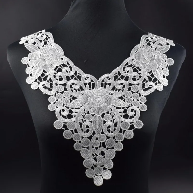 New style white Embroidery Flower Lace Neckline Fabric DIY Lace Collar Sewing Craft Neckline Decoration 1pcs sell