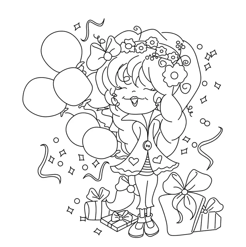

10x10 Girl balloon Transparent Clear Silicone Stamp Seal for DIY scrapbooking photo album Decorative clear stamp