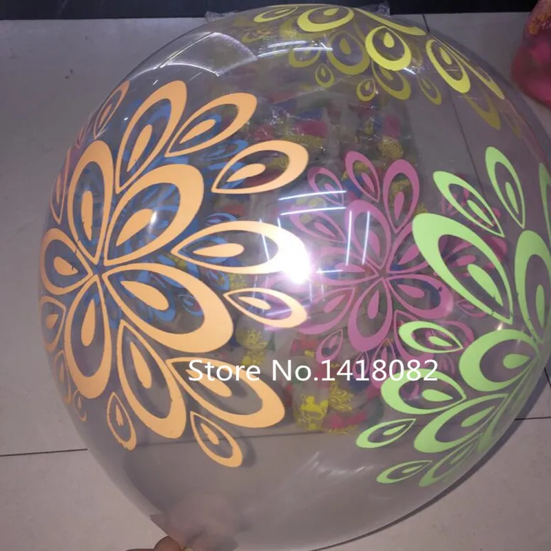 

Hot 12 ''50pcs transparent sun flower printing balloon birthday wedding party decoration children's toys latex balloon