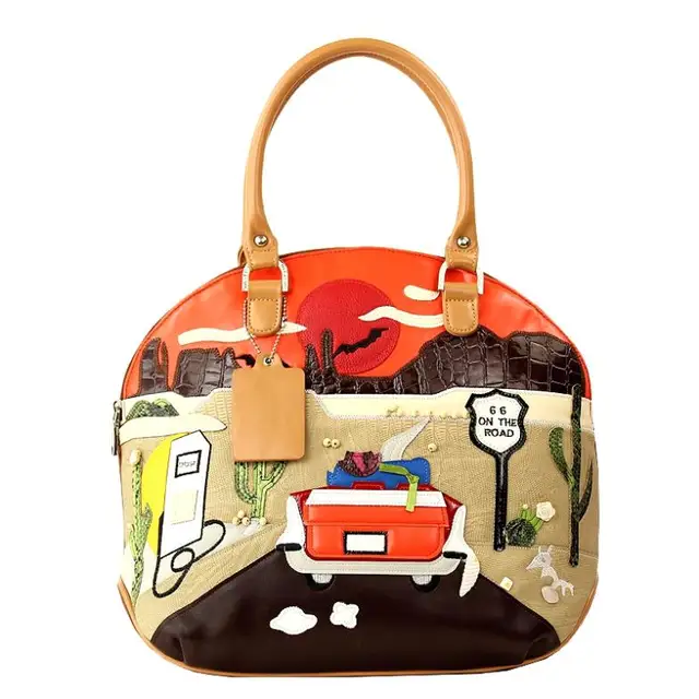 Sj Women Shoulder Bags Female Messenger Bag Handbags Totes Sj Women Shoulder Bags Female Messenger Bag Handbags Totes Braccialini Brand Style Handicraft Art Cartoon Highway