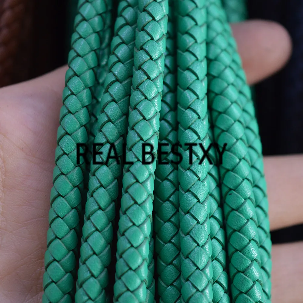 Настоящий BESTXY 5 м/лот 6 мм/зеленый круглый шнур из натуральной кожи проволока