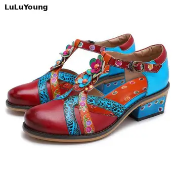 

Mix Colors Hand-made Marie Jane T Strap Designer Shoes Women Luxury Ladies Shoes Genuine Leather