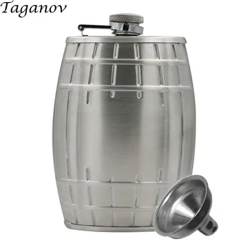 

6 OZ 180 ML stainless steel hip flask Special Barrel Shaped Flask Classic Frosted Portable wisky Whiskey Bottle with a Funnel