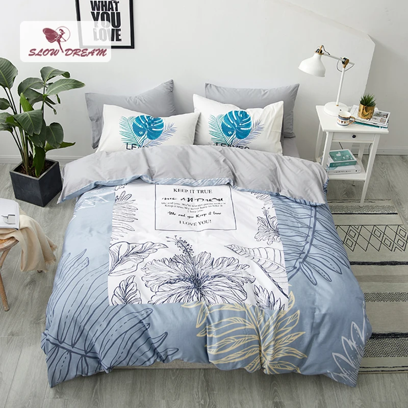 

SlowDream Nordic 100% Cotton Bedding Set Flat Sheet Or Fitted Sheet Bedspread Double Queen Bed Linens Soft Decor Duvet Cover Set
