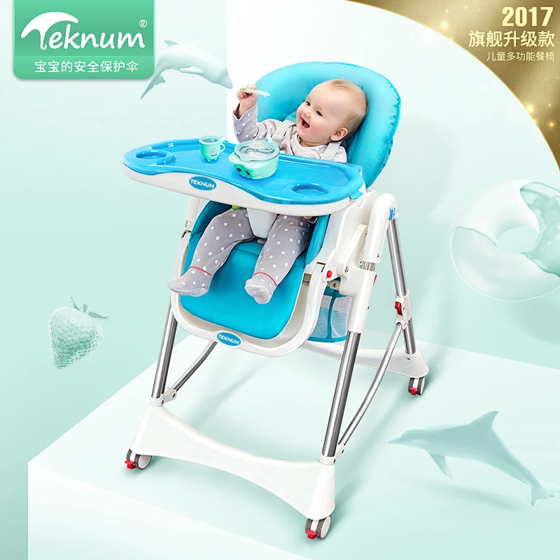 

Teknum children 's chairs to eat foldable portable European - style multi - functional baby dining table baby learning chair