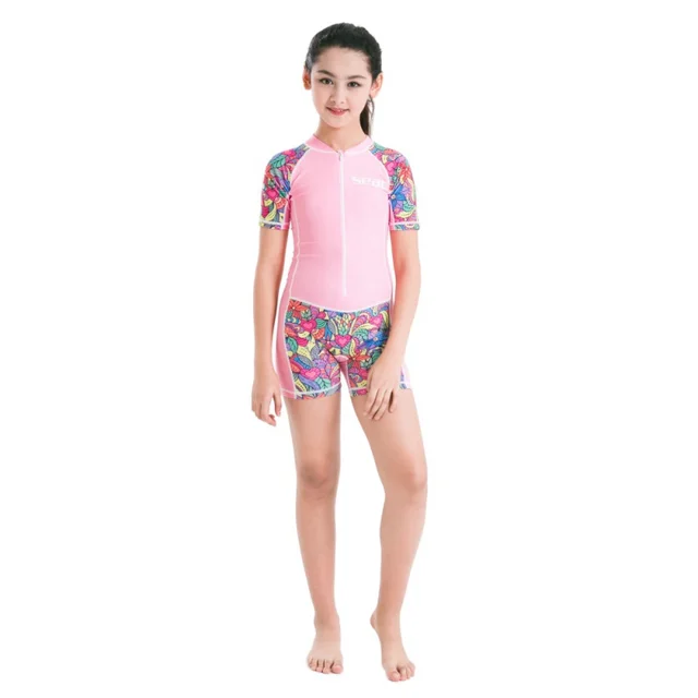 Cheap Children' Professional Print Floral Wetsuits Diving Suits Boys Girls Jumpsuit Rash Guards One-piece Swimwear Jellyfish Clothes
