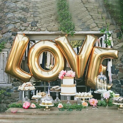 

4pcs Gold Silver Letters LOVE Aluminum Foil Balloons For Wedding Festival Decoration Inflatable Helium Balloons Party Supplies