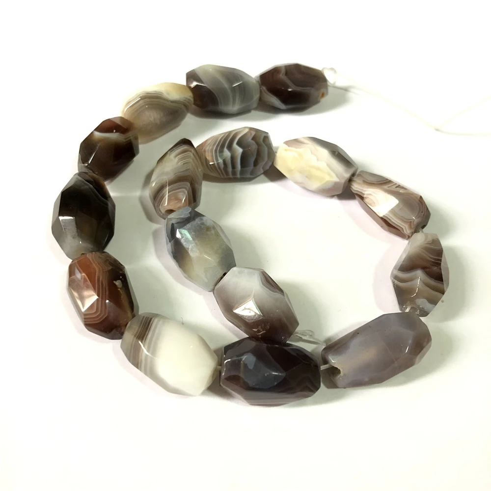 

Wholesale 1of 15.5" Strand Natural Botswana Agate Faceted Gem Stone Nugget Beads,Genuine Agates Gem Loose Beads 13-18mm